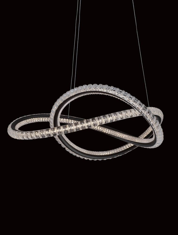 Ginevra LED Pendelleuchte Verknotet Ø 58cm 3000K Schwarz, stilvolle Leuchte mit modernen Linien und elegantem Design.