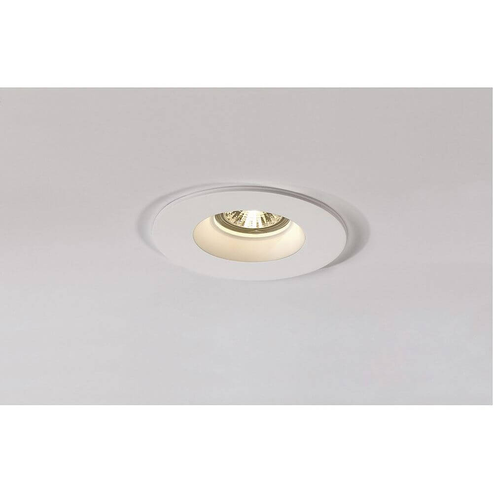 Gips Downlight Plastra rund Weiß in Decke eingebaut, moderne und puristische Designleuchte