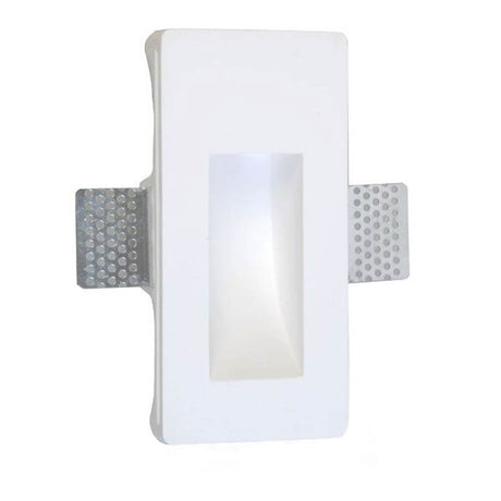 Rectangular plaster recessed spotlight 16.5 x 8 cm paintable in white with recessed design and integrated light opening.