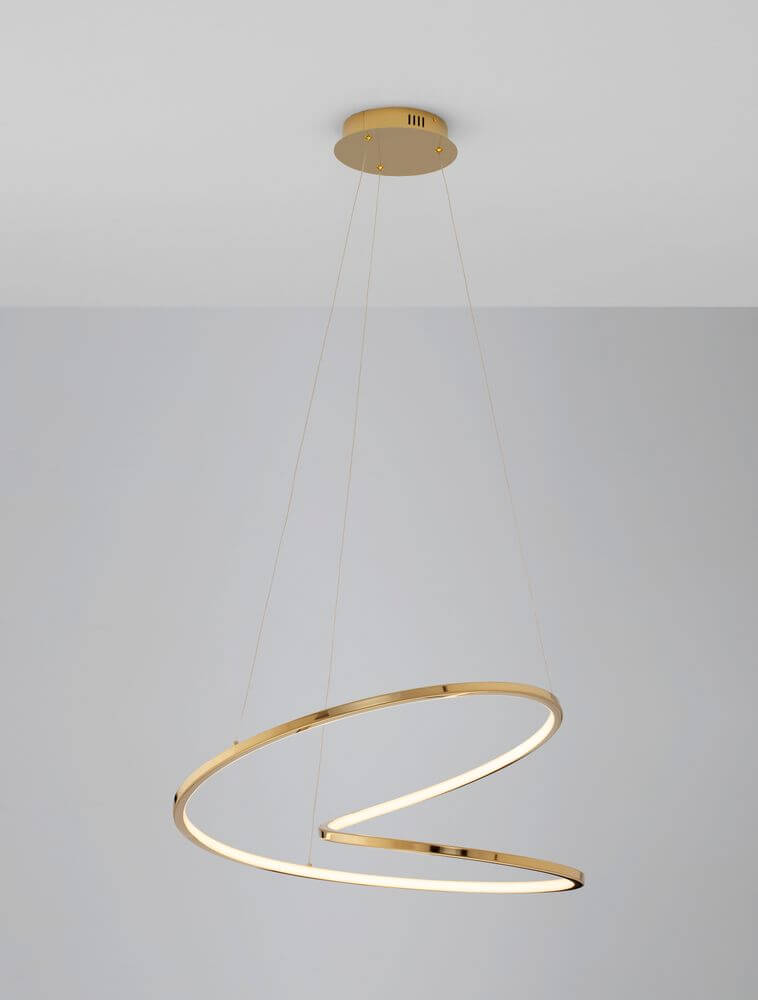 Girish LED Pendelleuchte Ø 60cm 3000K Gold ergänzt modernes Ambiente mit warmweißem Licht.