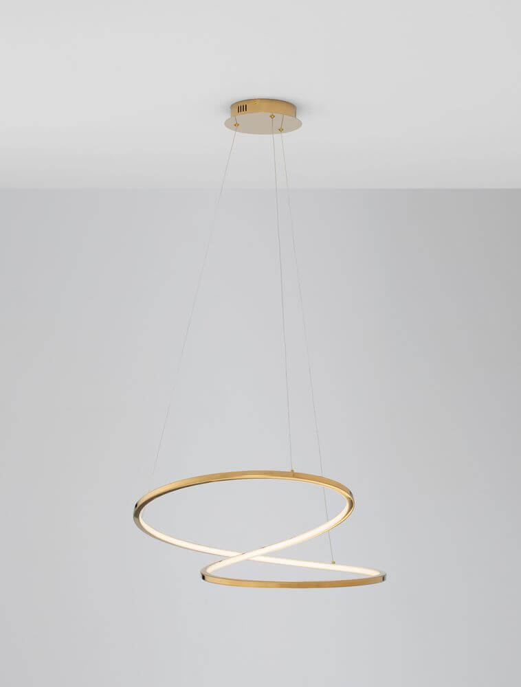 Girish LED Pendelleuchte Ø 60cm 3000K Gold, moderne Deckenleuchte mit minimalistischem Design und warmweißem Licht.