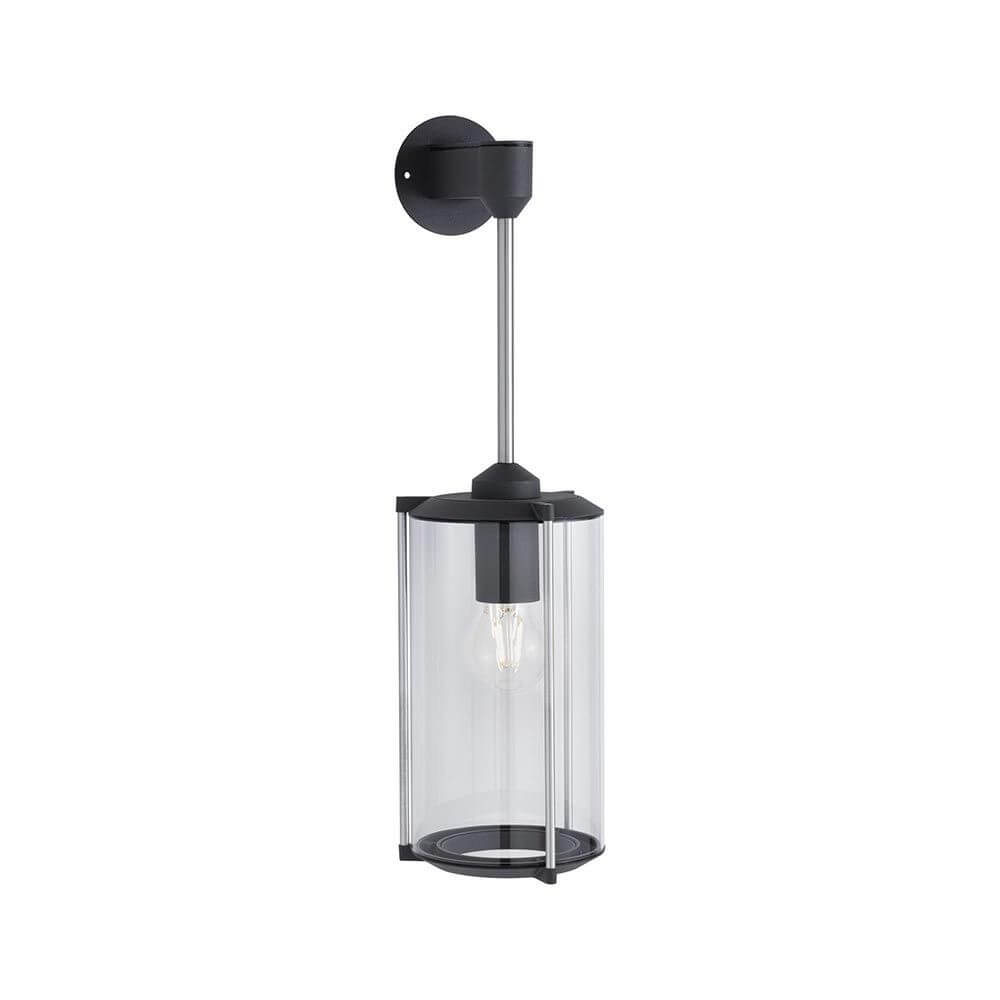Glas Außenwandleuchte Classic Grau IP44 mit klarem Glasschirm und anthrazitfarbenem Design.