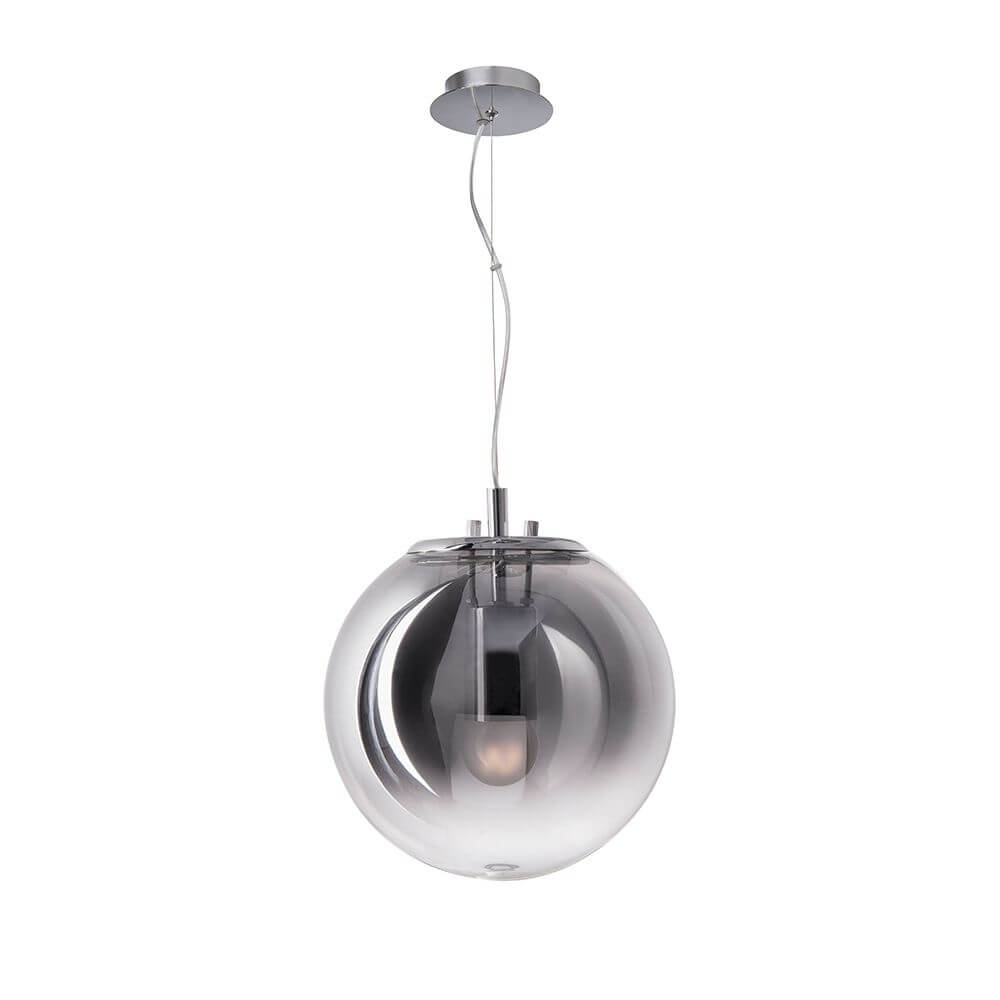 Glas Hängekugel Arabela Ø 30cm Rauchglas, moderne Pendelleuchte mit Rauchglas und Kupferschicht, stilvoller Lichtspender.