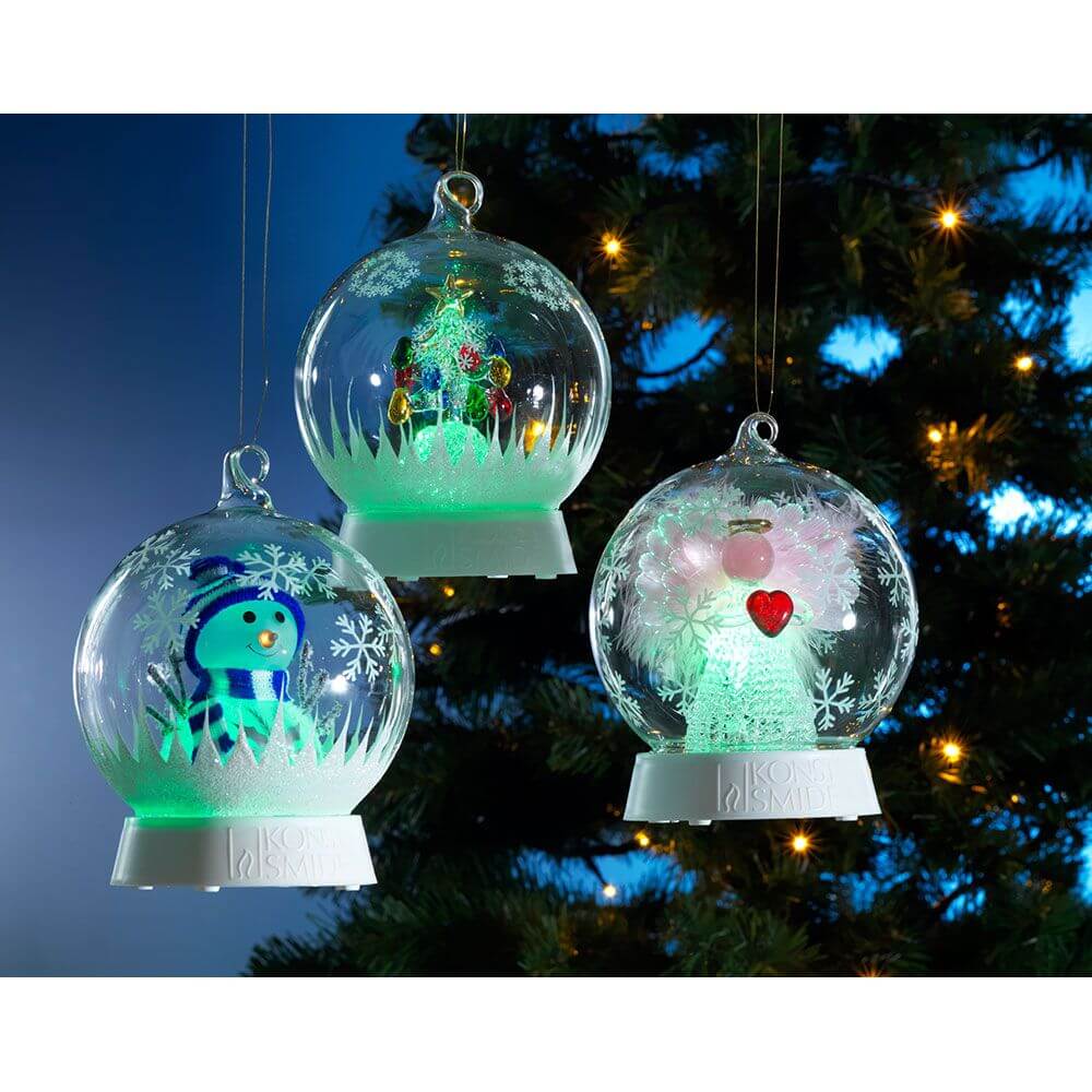 Glaskugel Schneemann mit 3 Funktionen Timer RGB-Farbwechsel 1 RGB Diode batteriebetrieben, dekorative Weihnachtsdekoration.