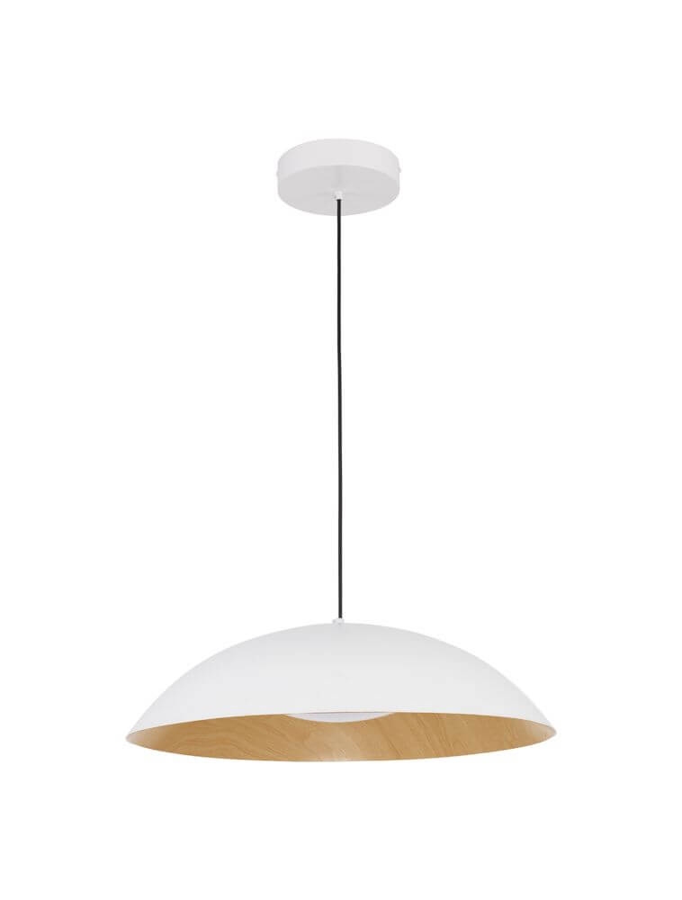 Glim LED Pendelleuchte Ø 58cm 3000K mit modernem Design in Schwarz-Holz-Optik.