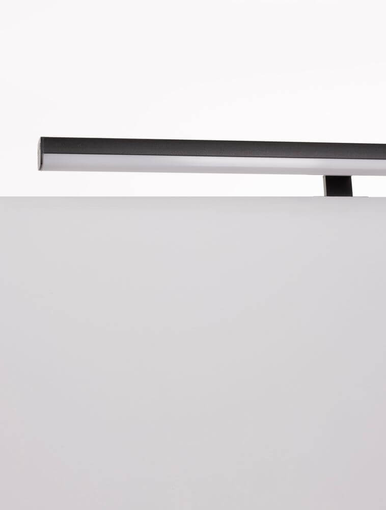 Glim LED Wandleuchte 3000K IP44 mit schwarzem Metall und weißer Kunststoff-Leuchtfläche