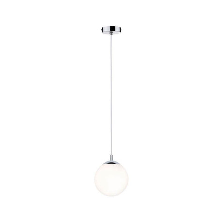 Globus pendel IP44 max 20W E27 Satin krom med satin glas og trendy krom design.