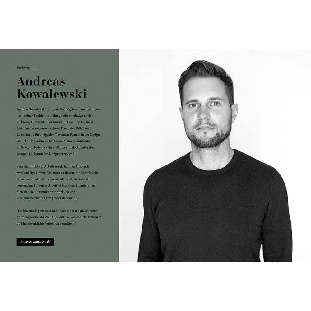 Portrait von Andreas Kowalewski, Designer mit Fokus auf minimalistische und modulare Lichtlösungen.