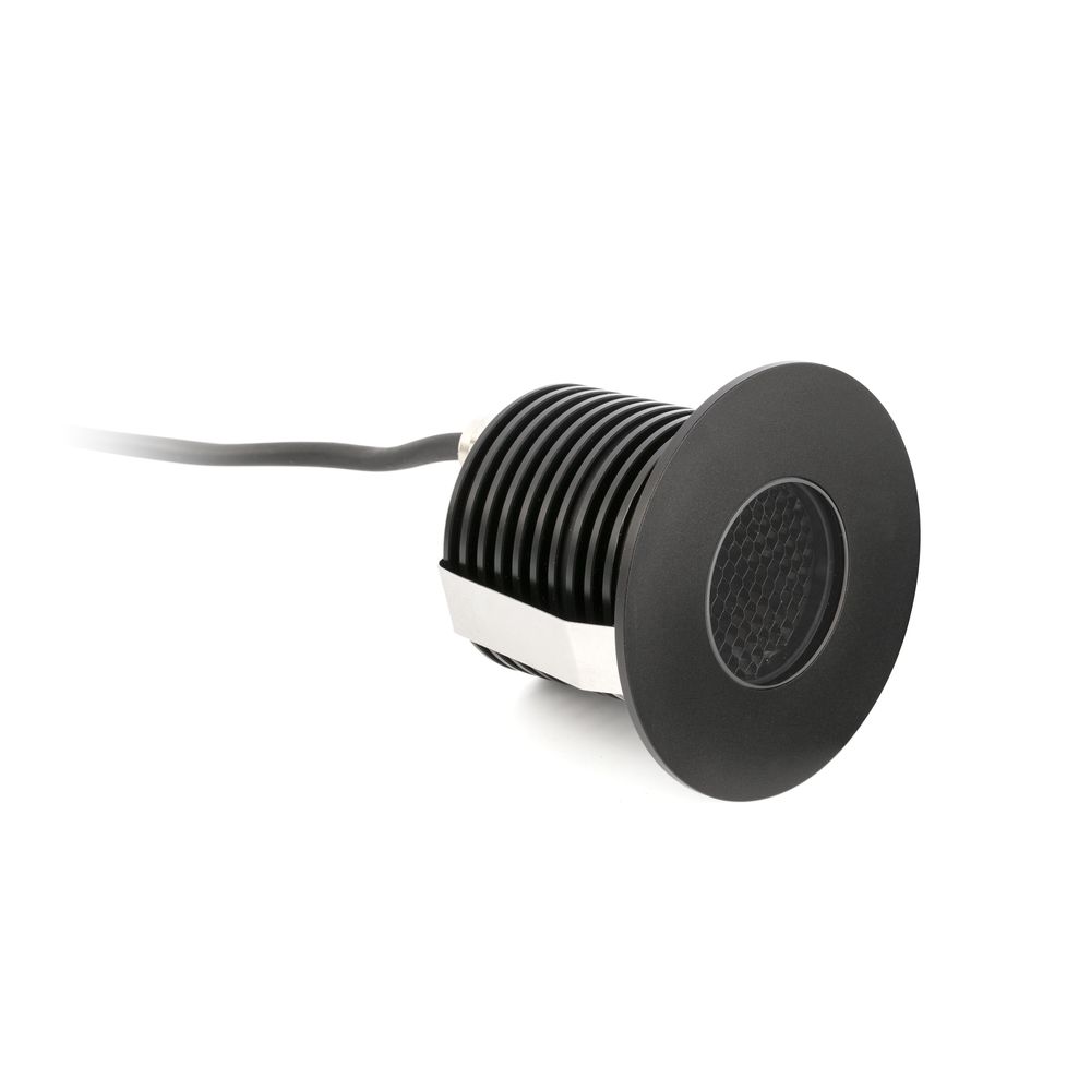 Grund Edelstahl LED Bodeneinbaustrahler 7W IP67 Schwarz mit Bienenpanel für Gartenbeleuchtung.