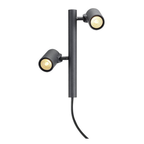 Gunnsy LED Leuchtenkopf Double Spot Anthrazit 8W 3000K mit zwei dimmbaren LED-Lampen für Außenbereich.