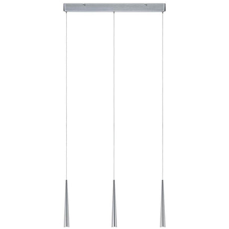 Suspension Gutta LED 3x7W aluminium brossé avec câbles en tissu réglables et design élégant.