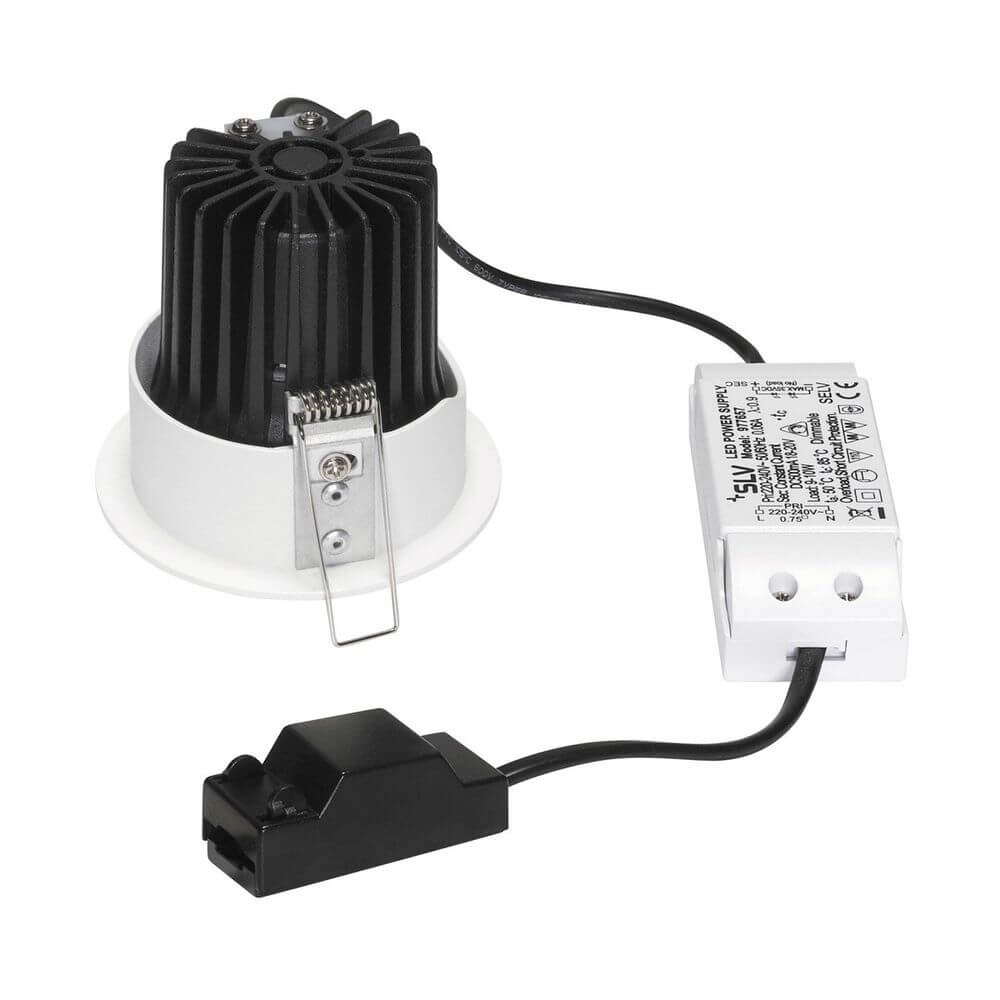 H-Light Round Hole Weiß 12W 20° 2700K inkl. Treiber & Clipfeder - LED Treiber mit Kühlkörper und Anschlusskabel