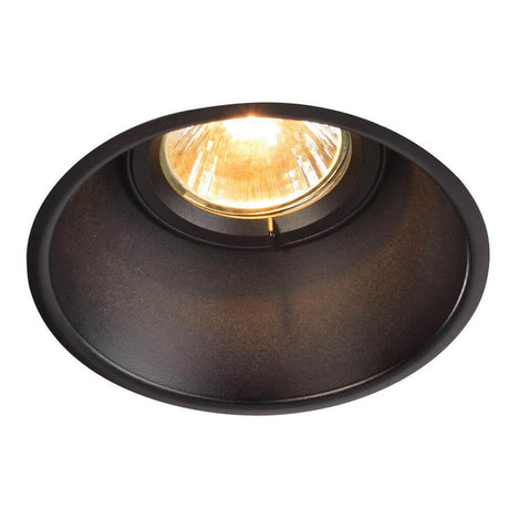 HORN -T GU10 1xGU10 Black high-voltage recessed spotlight with a distinctive look and reduced trim.