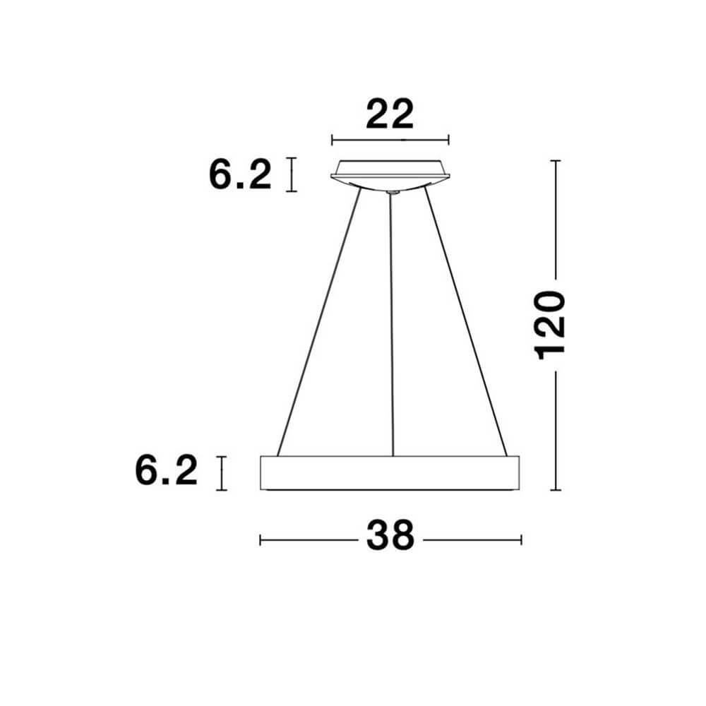 LED-Hängelampe Rando Thin Ø 38cm Coffee technische Zeichnung mit Maßen