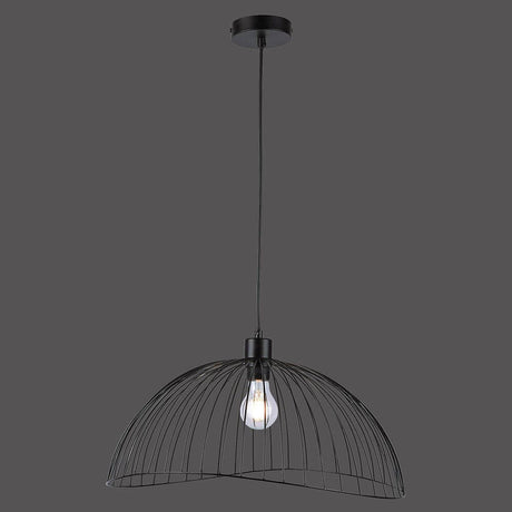 Hängeleuchte Fabio Ø 46cm Schwarz, schwarze Vintage-Pendelleuchte aus Metallgestängen mit E27-Fassung