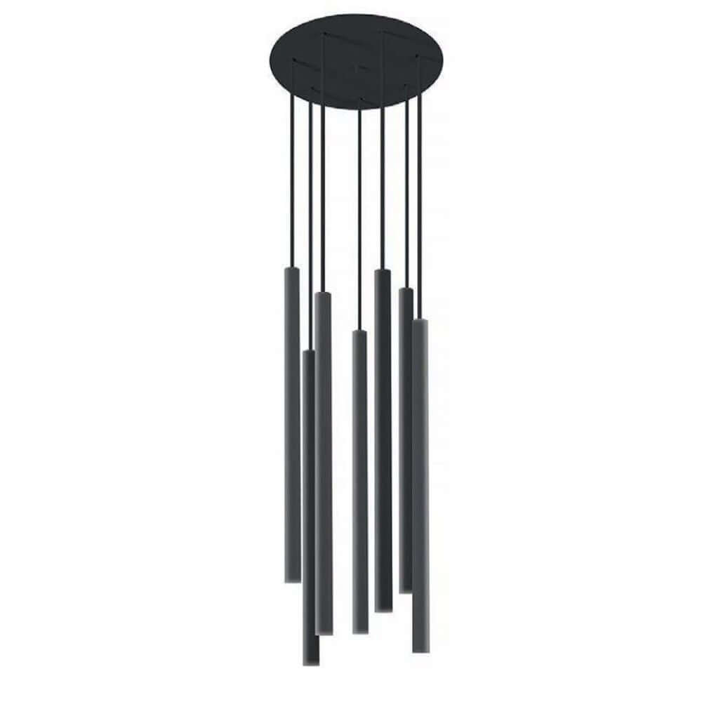 Hängelampe Laser 7-flg. Ø 30cm Schwarz mit schlanken Leuchtenkörpern und harmonischem Design.