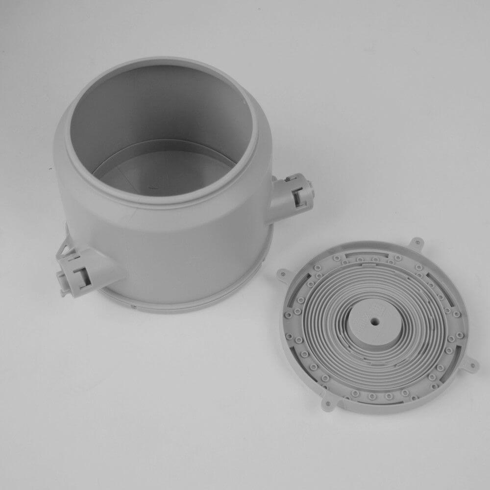 HaloX-o Einbaugehäuse und variabler Deckel für Halogenleuchten, geeignet für Ortbetondecken und -wände.