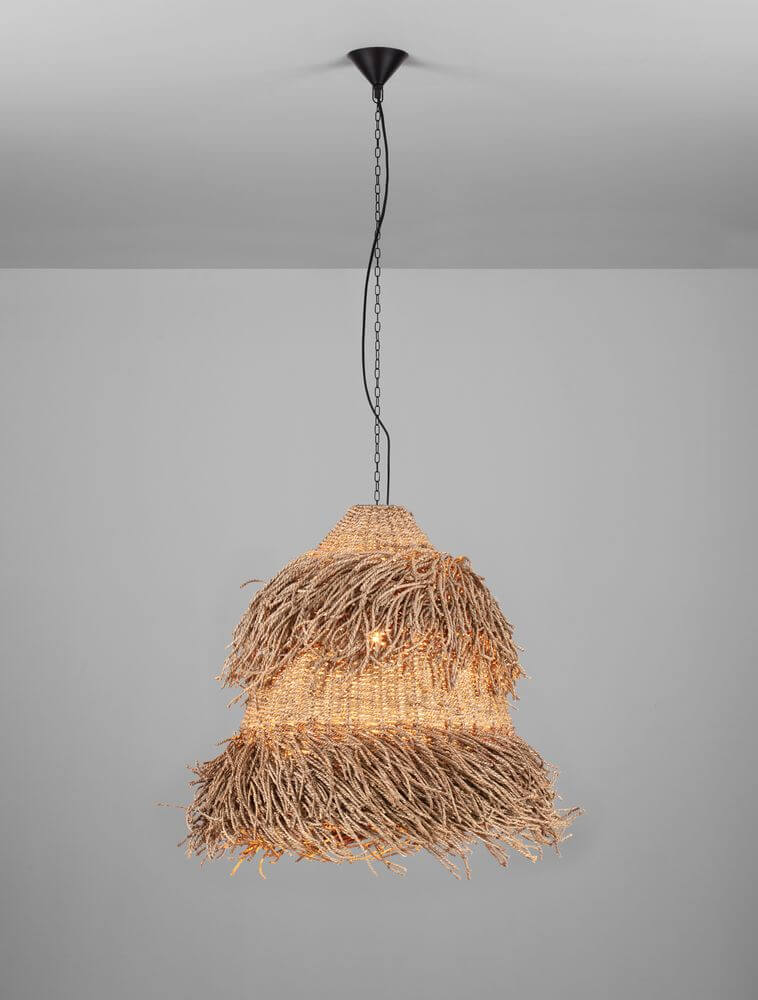 HAY Pendelleuchte E27 3xØ 80cm Braun im BOHO-Stil mit natürlichem Design und gemütlicher Beleuchtung.