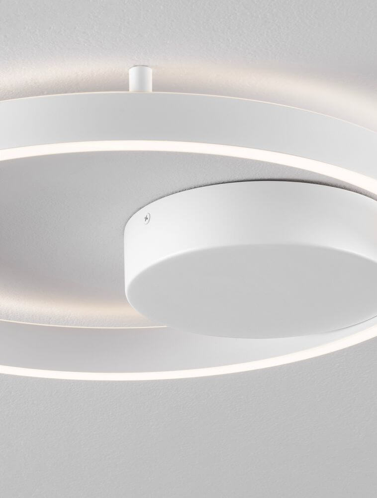 Hedra Deckenleuchte 2-flammig Ø 40cm 3000K mit schlankem, modernem Design in Weiß.