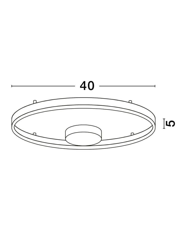 Hedra Deckenleuchte 2-flammig Ø 40cm 3000K - technische Zeichnung mit Durchmesser und Höhe.