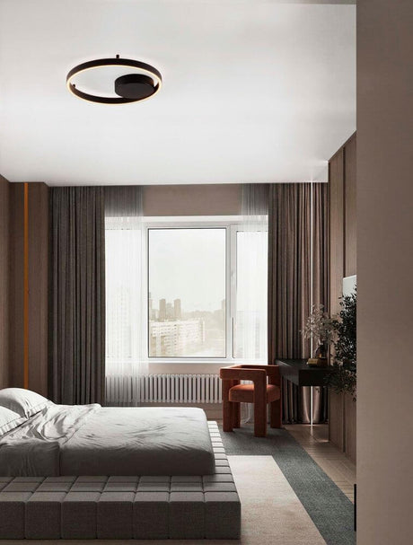 Hedra Deckenleuchte 2-flammig Ø 40cm 3000K moderne schwarze LED-Deckenleuchte im Schlafzimmer