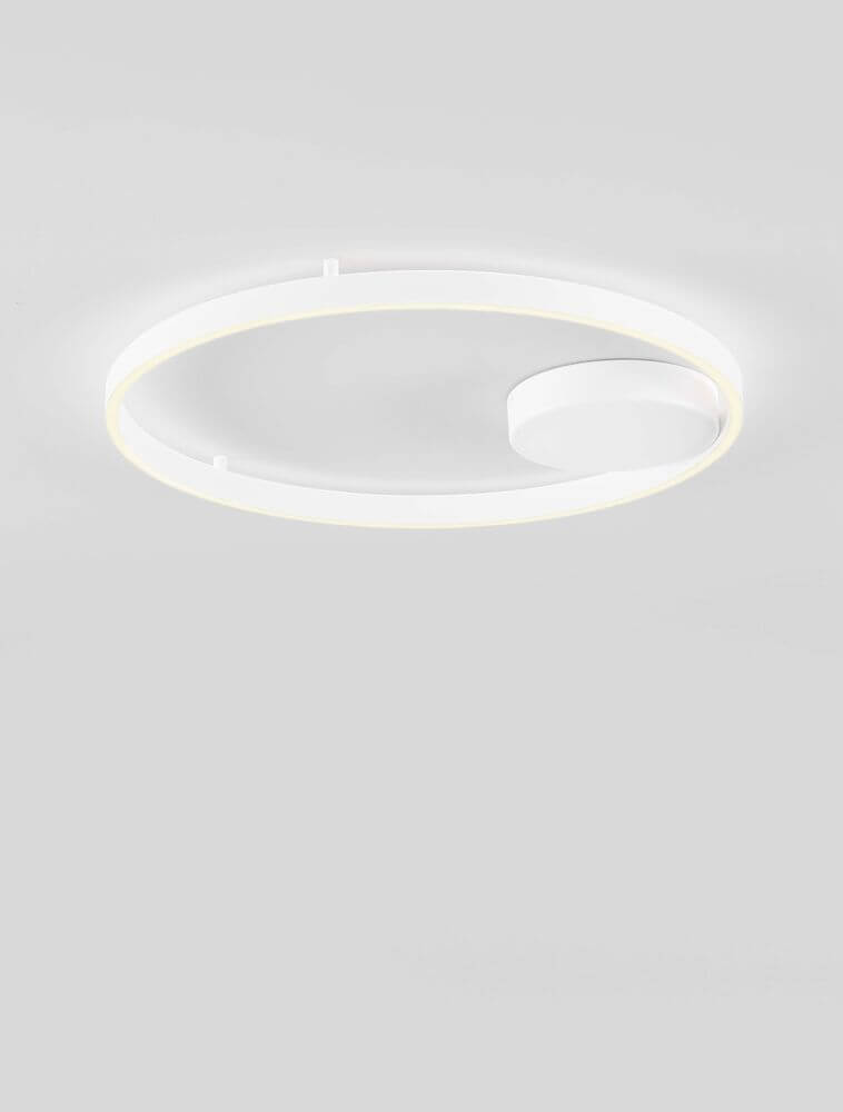 Hedra Deckenleuchte 2-flammig Ø 60cm 3000K in modernem, flachem Design mit opaker Acrylumrandung.