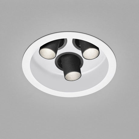 LED Indbygningsspot i loftet Kør hvid, sort med tre drejelige spots for fleksibelt lysdesign.