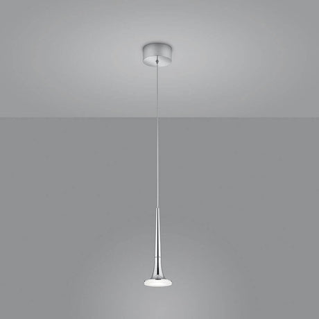 LED Lampe à suspension Flute chromée au design élégant avec cache-piton moderne.