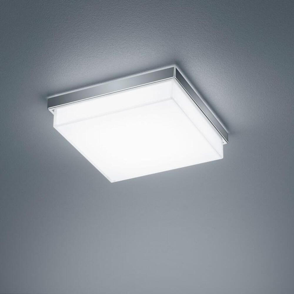 LED Bad-Deckenlampe Cosi 1810lm IP30 - moderne Deckenleuchte mit satiniertem Glas und metallischem Rahmen.