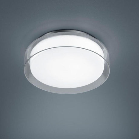 LED Badlampe Olvi 1020lm IP44 elegante Deckenleuchte mit opalweißem Lampenschirm und klarem Glas.