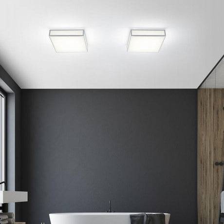 LED Deckenbadleuchte Zelo 1440lm IP44, quadratische Deckenleuchten im Badezimmer mit satinierter Glasabdeckung.