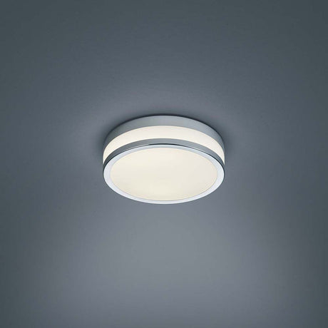 LED Zelo chrome ceiling light mounted on a ceiling with a modern design and soft lighting.