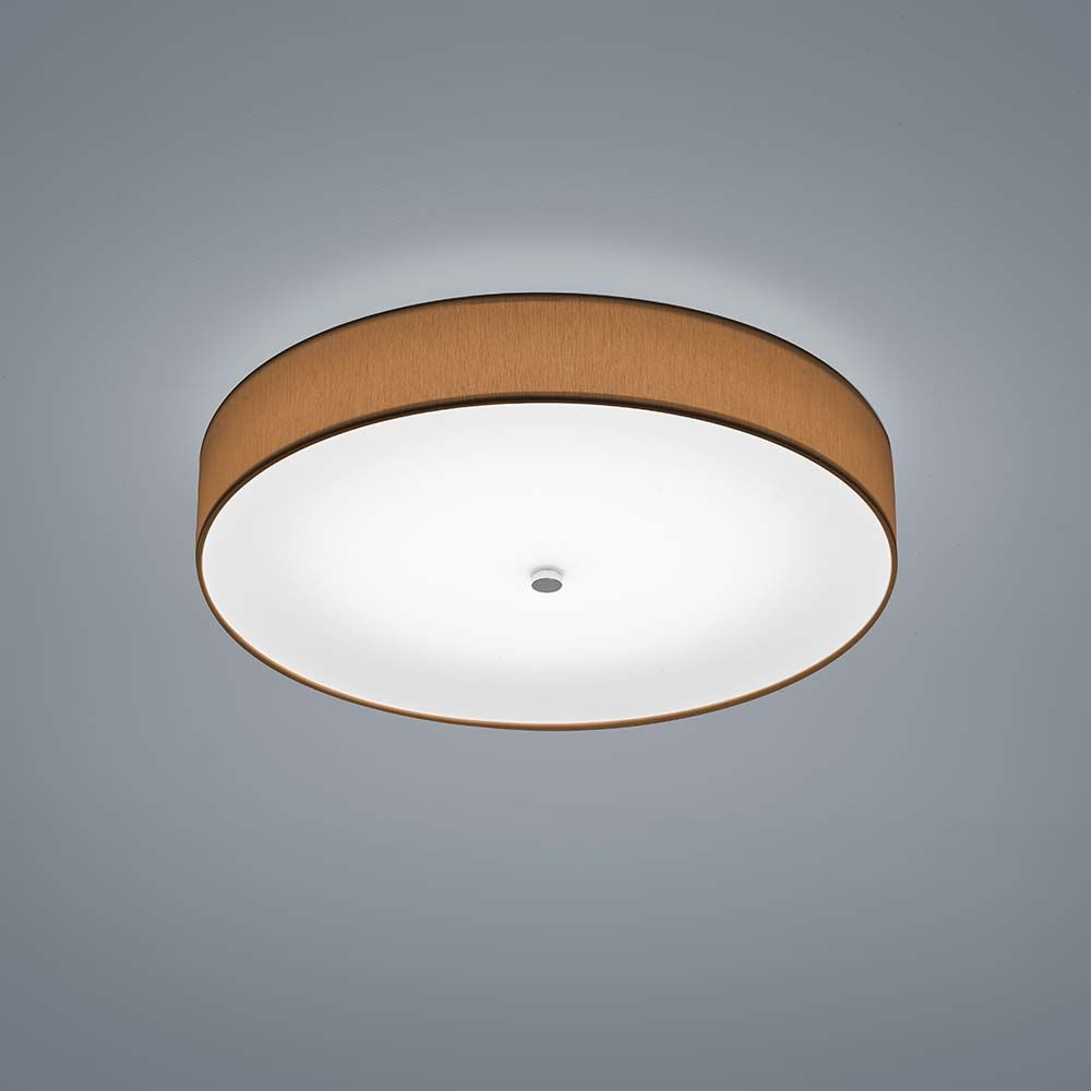 LED Deckenleuchte Boki Nickel-Matt, Schirm Chintz Mocca an der Decke montiert