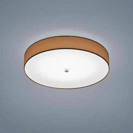 LED Ceiling light Boki matt nickel, chintz mocha shade mounted on the ceiling