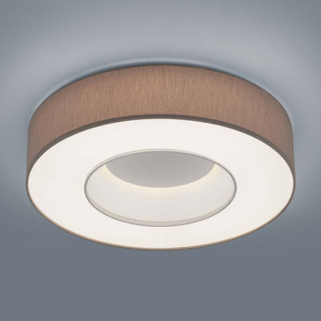 LED Deckenleuchte Lomo Weiß, Schirm Chintz Mocca, elegante Deckenlampe mit modernem Design.