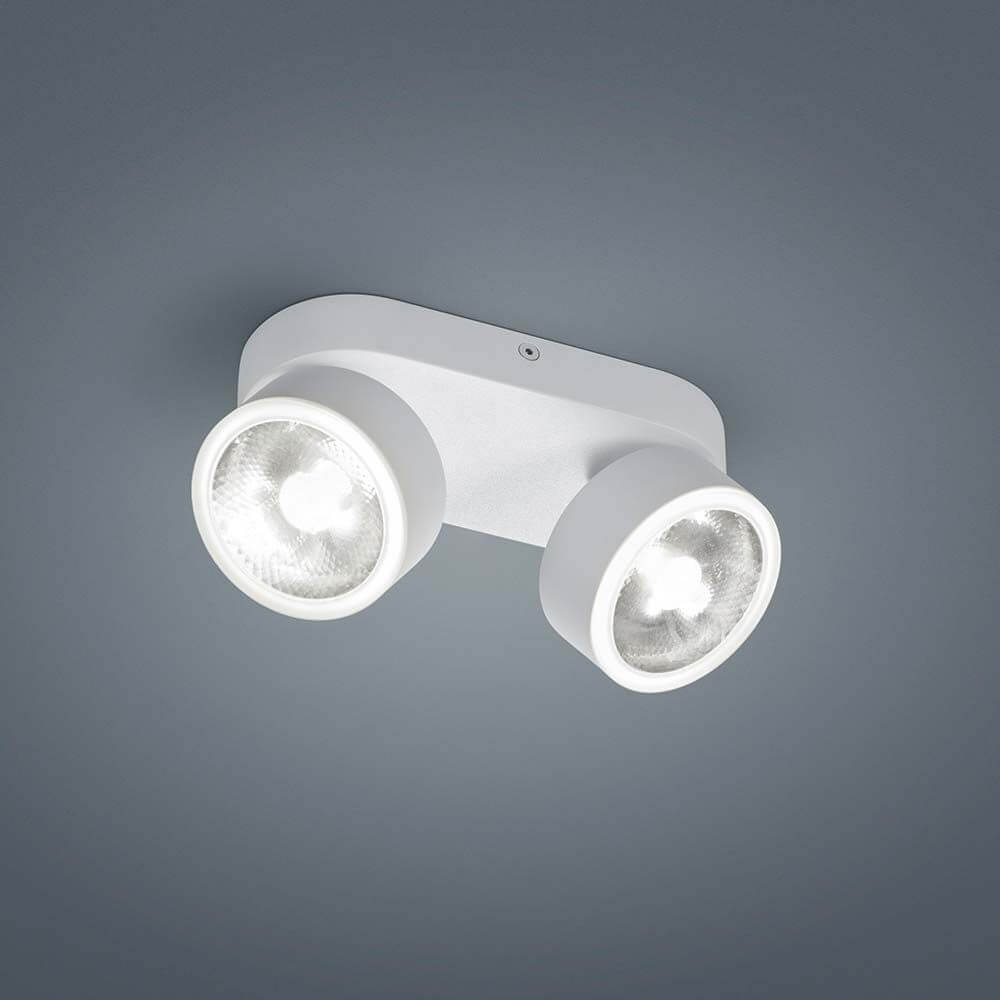 LED Deckenleuchte Pax Weiß mit zwei individuellen Spotlights für moderne Beleuchtung.