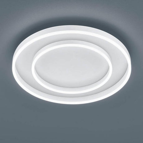 LED Deckenleuchte Sona mit Dimmer 5100lm, Weiß – moderne runde Leuchte mit beleuchteten Acrylringen.