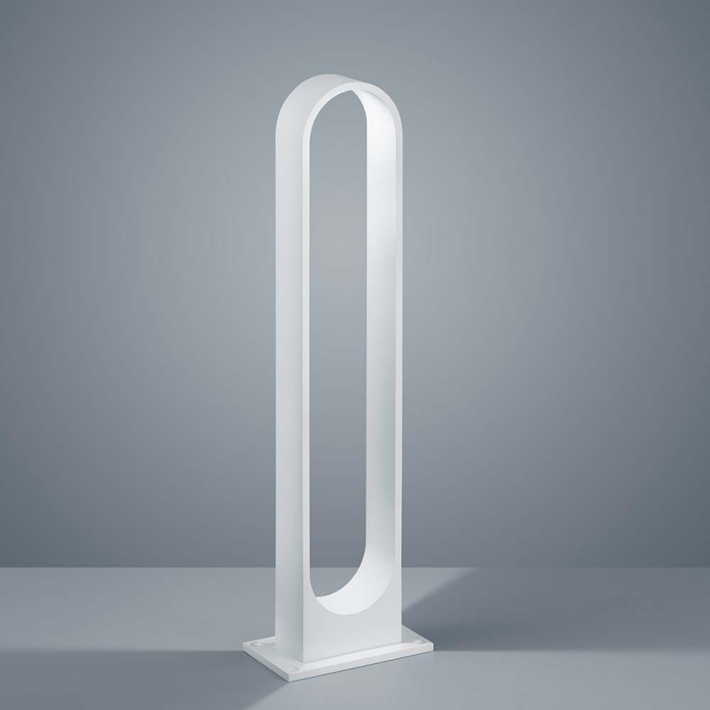 LED Pollerleuchte Dry IP65 Weiß in modernem Design auf grauem Hintergrund.