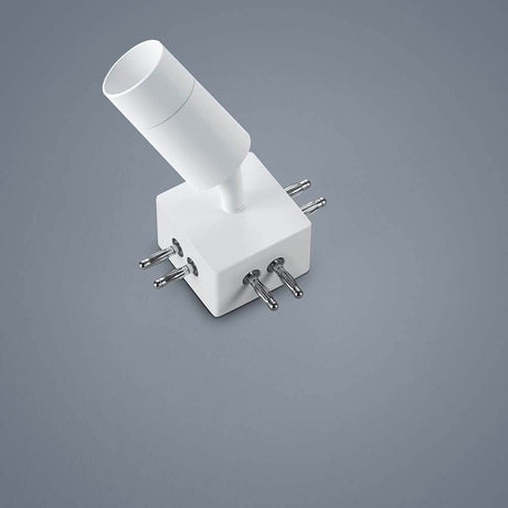 LED Connecteur en T pour projecteur Vigo blanc sur fond gris, idéal pour des solutions d’éclairage modernes.