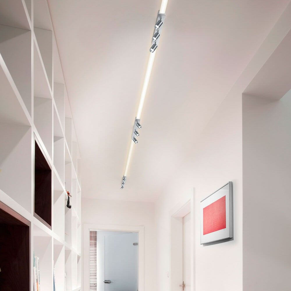 Linienverbinder mit Kabeleinspeisung Vigo Weiß in modernem Raum, ideal für indirekte Beleuchtung.