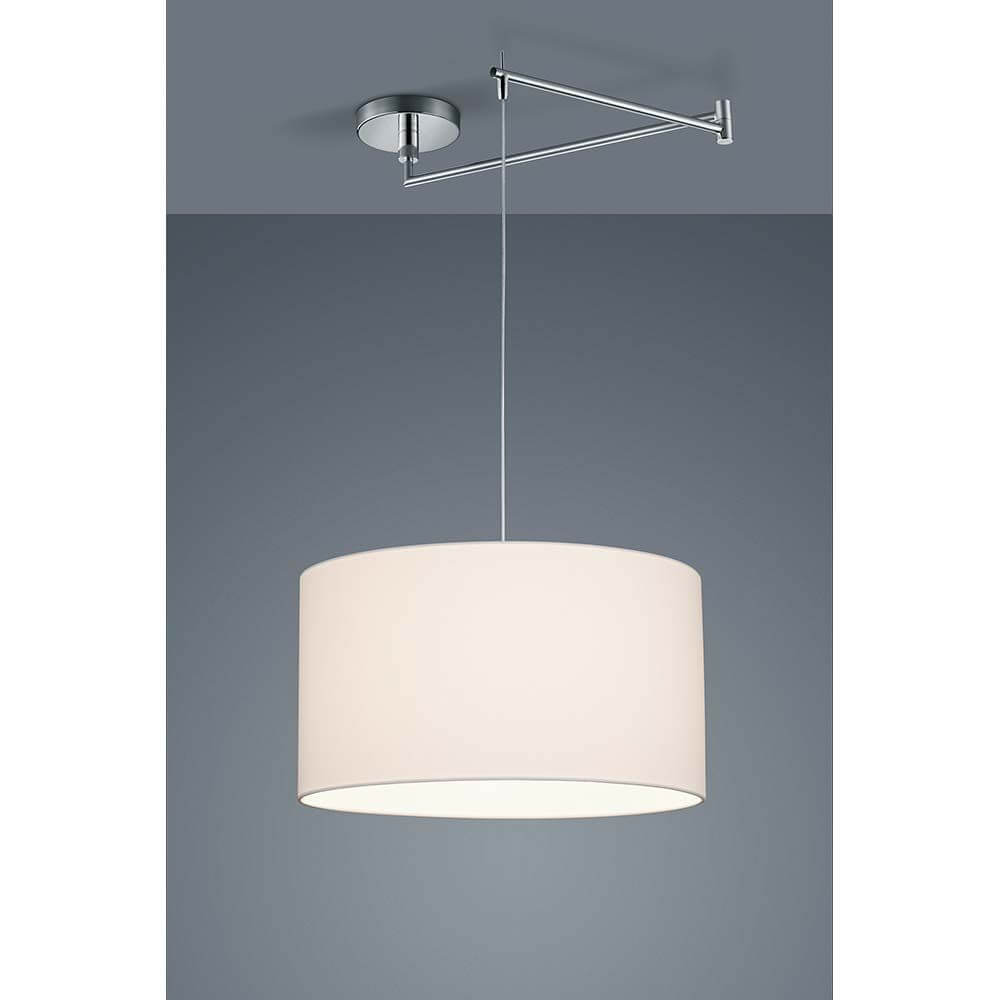 Pendelleuchte Certo Chrom, Schirm Chintz Weiß mit modernem Design und elegantem Chromfinish.
