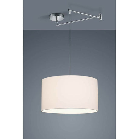 Suspension Certo chromée, abat-jour en chintz blanc au design moderne et avec une élégante finition chromée.