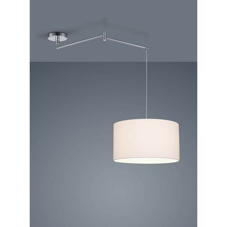 Suspension Certo chromée, abat-jour en chintz blanc, élégante lampe de plafond au design moderne et abat-jour blanc.