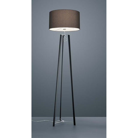 Stehleuchte Certo 168cm Schirm Chintz Anthrazit mit modernem Design und 3 Beinen in elegantem Schwarz.