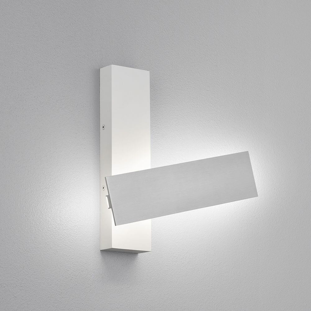 LED Wandleuchte Dex Weiß, Alu-Poliert mit drehbarer Vorderfront für optimale Wohnraumbeleuchtung
