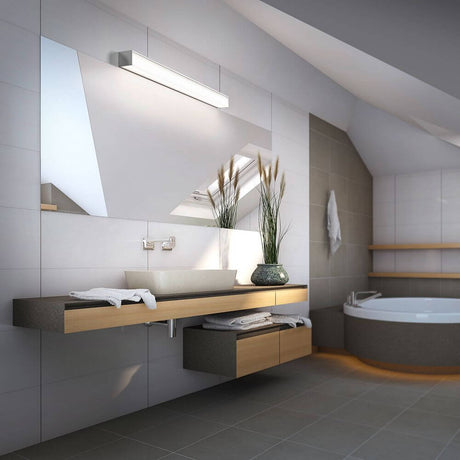 LED Nok bathroom wall light IP44 Chrome above a modern bathroom sink.