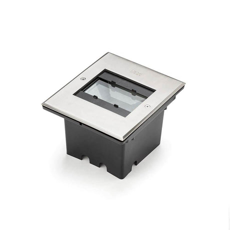 Projetor de chão LED com saída de luz ajustável em aço inoxidável - luminária embutida moderna para efeitos de luz impressionantes.