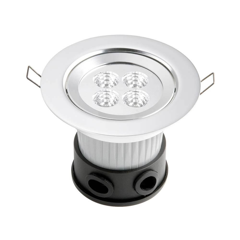 Hochwertiger High Power LED Deckeneinbaustrahler mit vier eingebauten Leuchten für effektive Raumbeleuchtung.