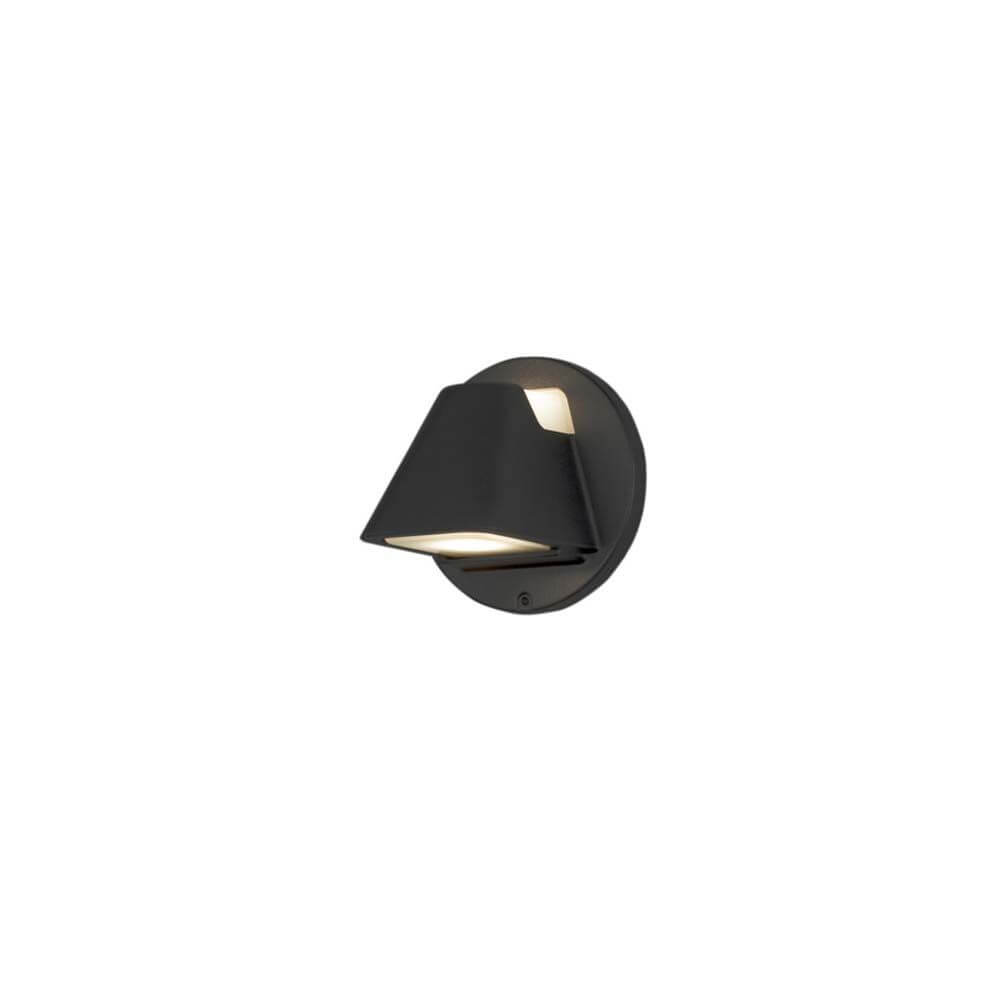 Hild Außenwandleuchte 2-flammig in Schwarz mit gefrostetem Glas für modernes Outdoor-Design.