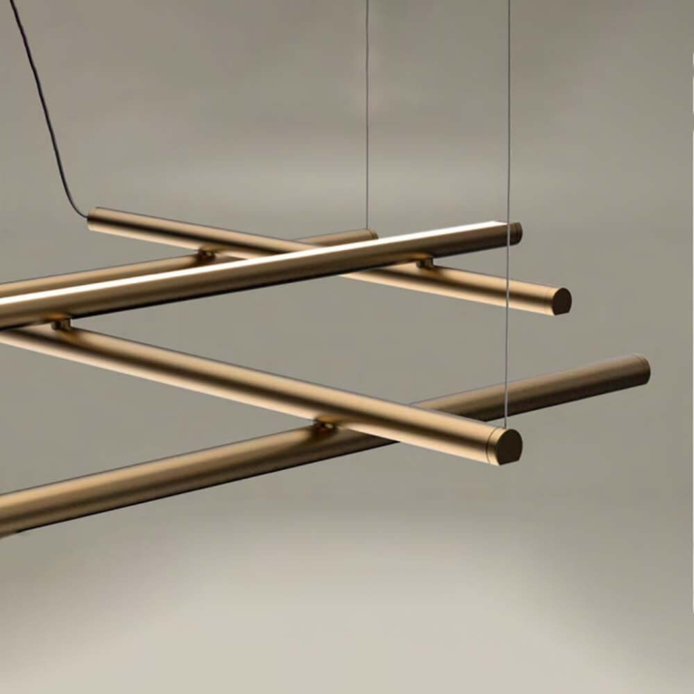 Panzeri Hilow LED pendant light with elegant, twisted brass and aluminum die-cast connections.